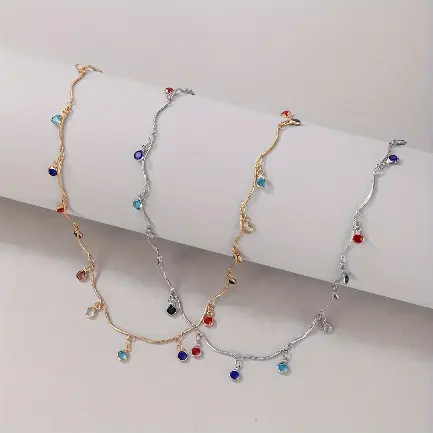 Foto del aviso oficial: Collier En Alliage Doré Ou Argenté Avec Pendentif En Franges Et Strass Bohème, Chaîne De Clavicule A Collar — riesgo: Riesgos químicos