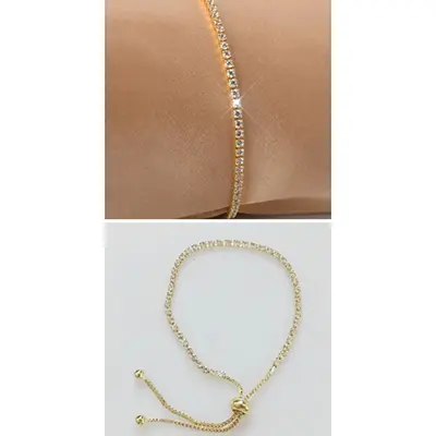 Zdjęcie z oficjalnego zgłoszenia: Bracelet de tennis étincelant plaqué or 18 carats, réglable avec incrustation de zircone cubique, bi Bransolet — ryzyko: Chemiczne