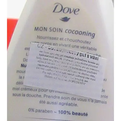Photo de l’avis officiel: Dove MON SOIN cocooning Gel douche — risque: Risque chimique
