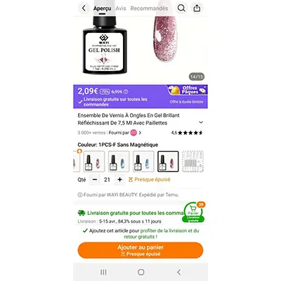 Photo de l’avis officiel: WAYI GEL POLISH Set de vernis à ongles — risque: Risque chimique