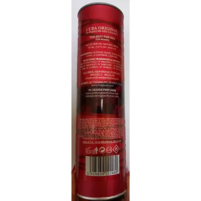 Photo de l’avis officiel: CUBA Too Sexy For You Parfum — risque: Risque chimique