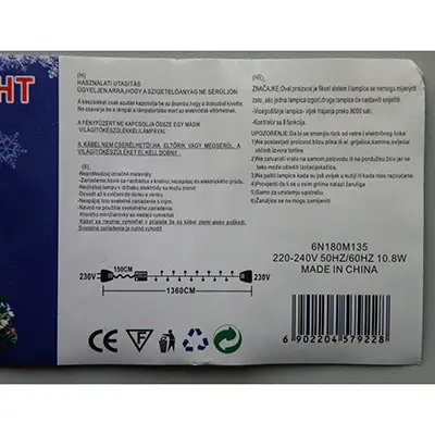 Photo de l’avis officiel: 180 LED LIGHT Chaîne d'éclairage — risque: Choc électrique (A12/02596/24)