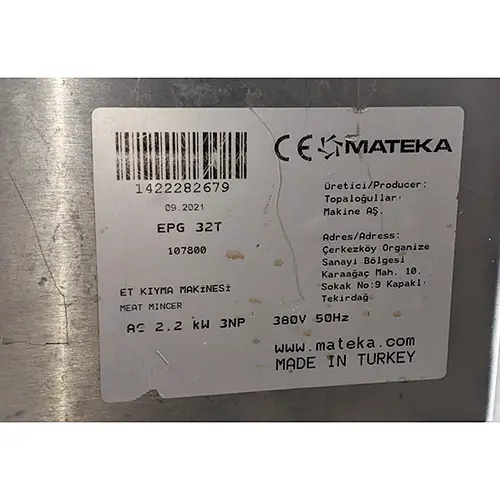 Foto dell’avviso ufficiale: Mateka EPG 32T Tritacarne — rischio: Lesioni