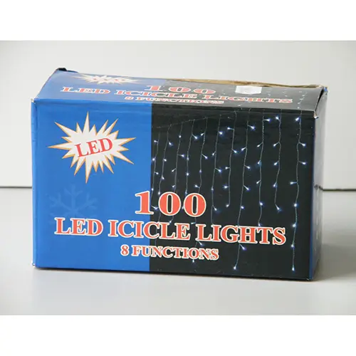 Photo de l’avis officiel: 100 LED ICICLE LIGHTS Chaîne d'éclairage — risque: Choc électrique
