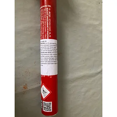 Photo from the official notice: JORGE Fireworks Fireblast — burns & damage to sight risk