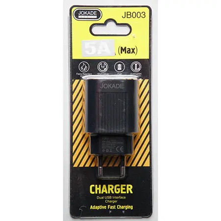 Foto dell’avviso ufficiale: JOKADE Dual USB Interface Charger / Adaptive fast charger Caricabatterie USB — rischio: Scossa elettrica