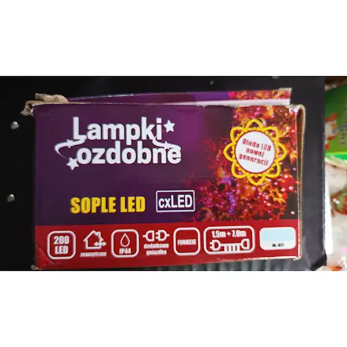 Photo de l’avis officiel: Lampki ozdobne sople LED Chaîne d'éclairage — risque: Choc électrique