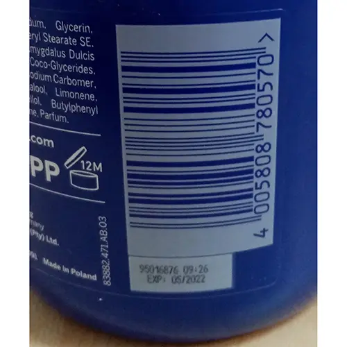 Photo from the official notice: Nivea Nivea Rich Nourishing body cream — chemical risk