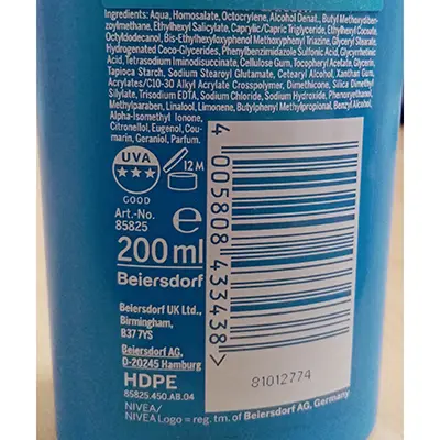 Foto dell’avviso ufficiale: Nivea SUN Protect &amp; Bronze sunscreen milk Latte solare — rischio: Rischio chimico