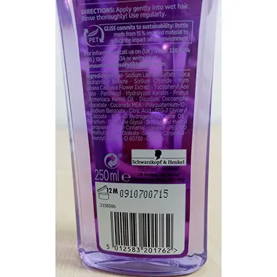 Photo de l’avis officiel: Schwarzkopf GLISS Asia Straight shampoo — risque: Risque chimique (A12/02745/24)