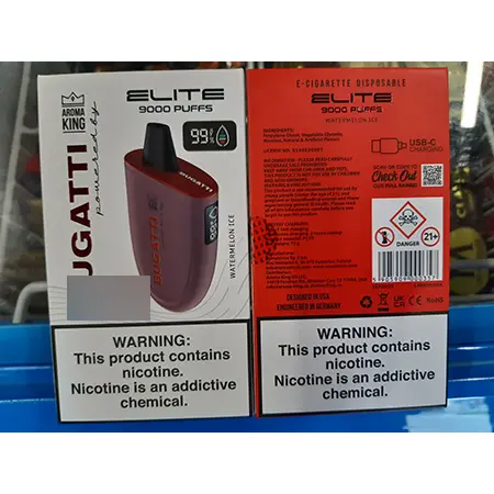 Photo de l’avis officiel: Aroma King BUGATTI Cigarette électronique jetable — risque: Risque chimique