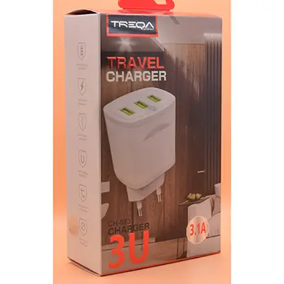Foto uit de officiële melding: TREQA Travel Charger / Travel Adapter USB-oplader — risico: Elektrische schok