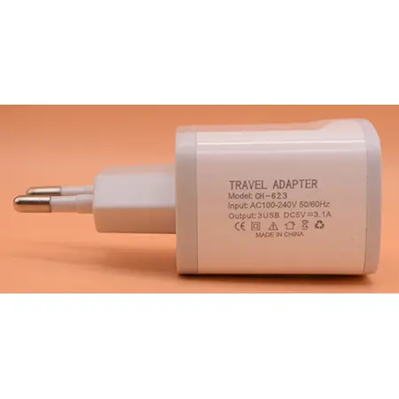 Foto uit de officiële melding: TREQA Travel Charger / Travel Adapter USB-oplader — risico: Elektrische schok