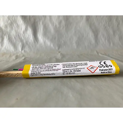 Photo from the official notice: Outcast Salut Raket 03 fireworks — burns & damage to sight risk