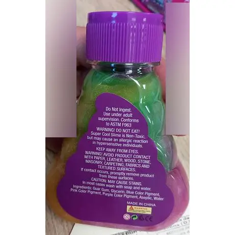 Photo from the official notice: Toy's company import Unicorn poop super cool poopie slime toy slime — chemical risk