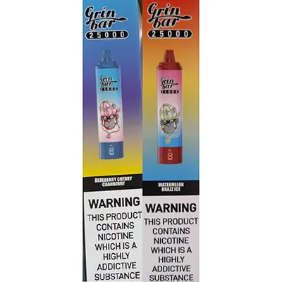 Foto dell’avviso ufficiale: Grin bar Disposable electronic cigarette Grin bar, 25000 PUFFS, 20 ML ELIQUID Sigaretta elettronica monouso — rischio: Rischio chimico