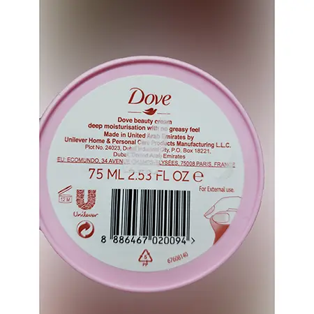 Photo de l’avis officiel: Dove Nourishing body care Crème hydratante — risque: Risque chimique