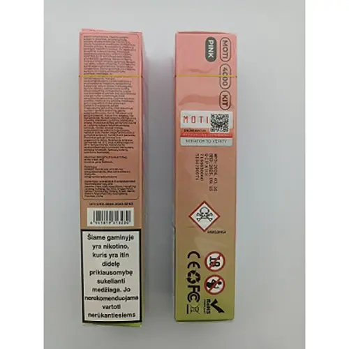Photo de l’avis officiel: Moti Pink Cigarette électronique jetable — risque: Risque chimique