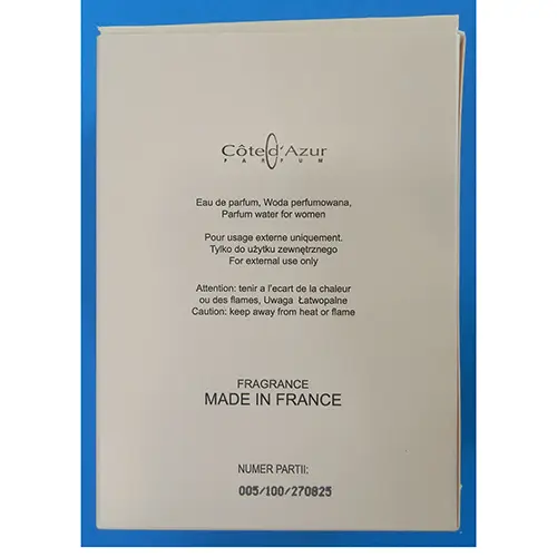 Photo de l’avis officiel: Cote D'Azur Brunani woman Eau de toilette — risque: Risque chimique
