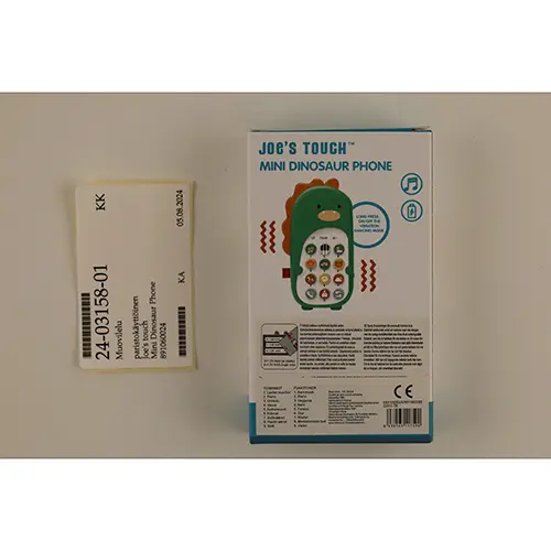 Foto do aviso oficial: Joe's Touch Mini dinosaur phone Telefone do brinquedo — risco: Engasgamento