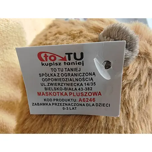 Photo from the official notice: to Tu Kupisz Taniej Maskotka pluszowa soft toy — choking risk