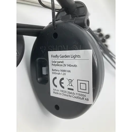 Photo from the official notice: Coolstuff Firefly Garden Lights solcellslampor — environment risk