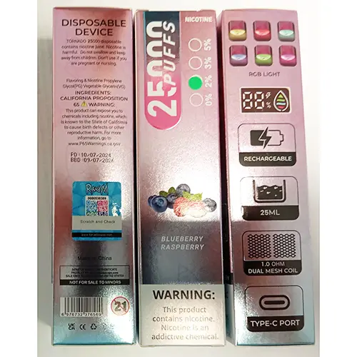 Photo de l’avis officiel: RAHdM TORNADO 25000 Cigarette électronique jetable — risque: Risque chimique