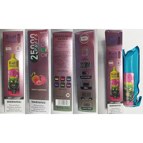 Photo de l’avis officiel: RENdM TORNADO 25000 Cigarette électronique jetable — risque: Risque chimique (A12/02975/24)