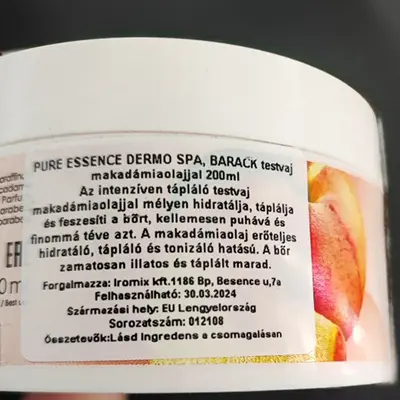 Foto dell’avviso ufficiale: Pure Essence Dermo Spa Peach body butter Crema per il corpo — rischio: Rischio chimico