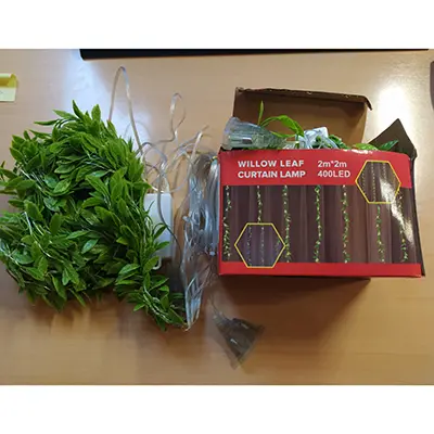 Photo from the official notice: Willow Leaf Curtain Lamp / FIRECRACKERS CURTAIN LAMP lighting chain — electric shock risk