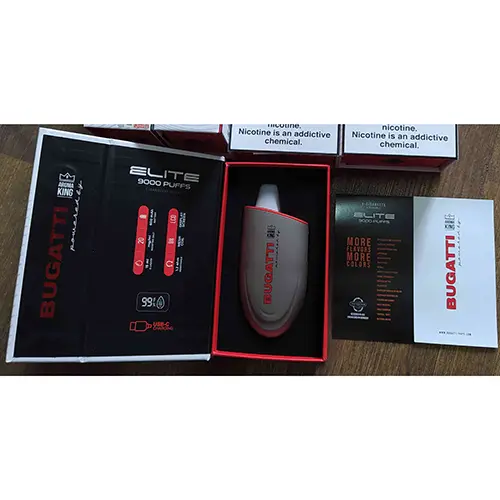 Photo from the official notice: Aroma King disposable electronic cigarette BUGATTI powered by ELITE 9000 PUFFS — chemical risk