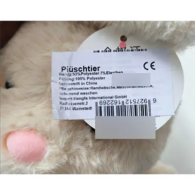Foto do aviso oficial: Plüschtier Hase Brinquedo macio — risco: Engasgamento
