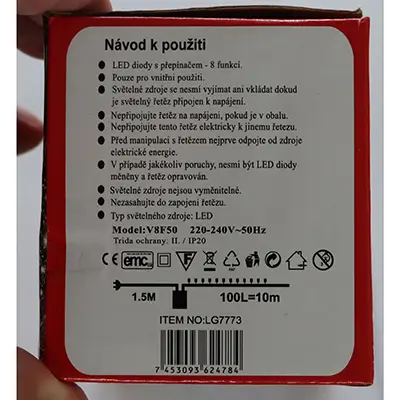 Photo de l’avis officiel: 100 LED=10m + 1.5m Chaîne d'éclairage — risque: Choc électrique