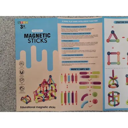 Foto dell’avviso ufficiale: STEM LEARNING MAGNETS MAGNETIC STICKS 3+ (64 PSC) Giocattolo magnetico — rischio: Lesioni