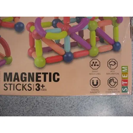 Foto dell’avviso ufficiale: STEM LEARNING MAGNETS MAGNETIC STICKS 3+ (64 PSC) Giocattolo magnetico — rischio: Lesioni