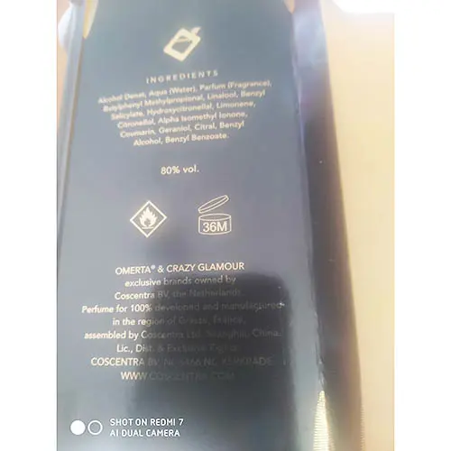Photo de l’avis officiel: OMERTA Crazy Glamour Parfum — risque: Risque chimique