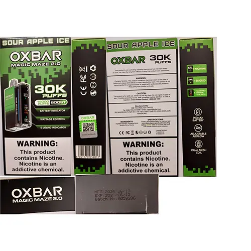 Photo de l’avis officiel: OXBAR MAGIC MAZE 2.0 Cigarette électronique jetable — risque: Risque chimique (A12/03098/24)