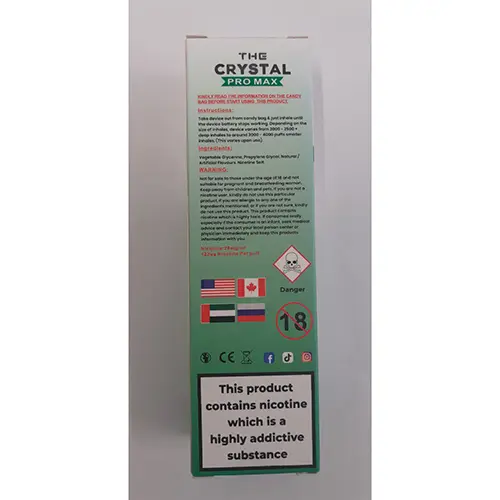 Photo de l’avis officiel: The Crystal PRO MAX 4000+ puff Cigarette électronique jetable — risque: Risque chimique