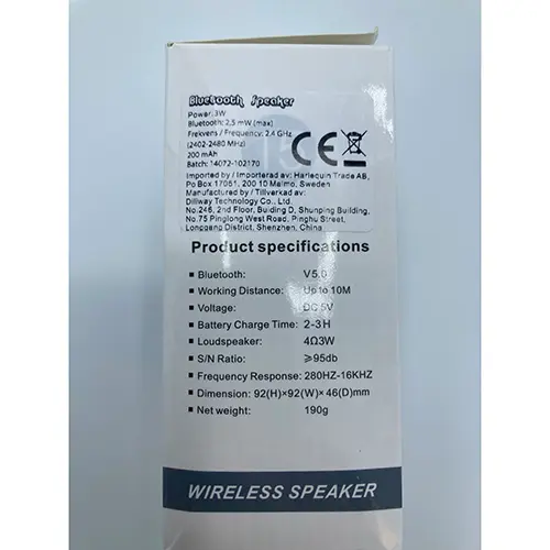 Foto uit de officiële melding: T5 Bluetooth speaker Bluetooth-luidspreker — risico: Milieu