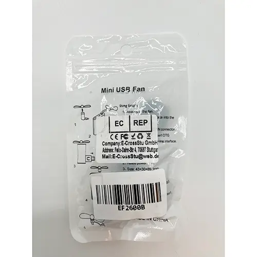 Foto dell’avviso ufficiale: Mini USB Fan Ventilatore USB — rischio: Ambiente (A12/03143/24)
