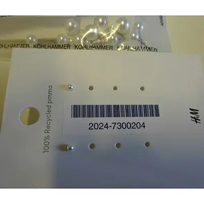 Foto dell’avviso ufficiale: H&amp;M Earrings 100% recycled PMMA Orecchini — rischio: Rischio chimico