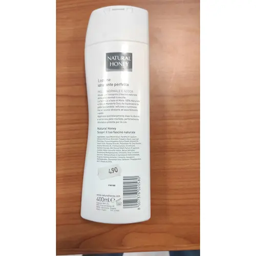 Photo de l’avis officiel: Natural Honey Pelle normale e secca Lotion hydratante — risque: Risque chimique