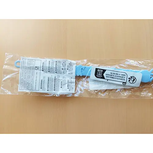 Photo from the official notice: Sky blue soother holder — choking & strangulation risk