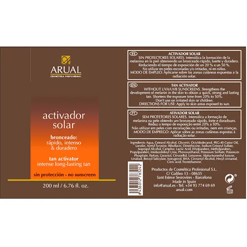 Foto do aviso oficial: Arual Activador Solar Em — risco: Risco para a saúde / outro