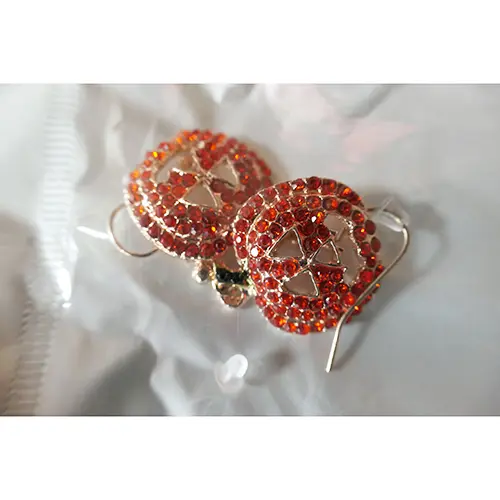 Foto dell’avviso ufficiale: ORAZIO 4pcs Halloween Schmuck Set Thanksgiving Kürbis Ring Halskette Ohrringe für Frauen Strass Hak Set di gio — rischio: Rischio chimico