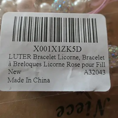 Photo from the official notice: LUTER Einhorn Armband, rosa Einhorn Charm Armband für Mädchen Niedliches Verstellbares Einhorn Armba bracelet — chemical risk