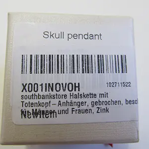 Photo de l’avis officiel: southbankstore Halskette mit Totenkopf-Anhänger, gebrochen, beschädigt, für Männer und Frauen, Zin Collier — risque: Risque chimique