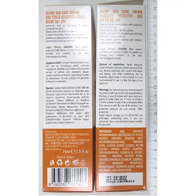Foto aus der offiziellen Meldung: Clemy Sun Care Cream Sonnencreme — Risiko: Verbrennungen