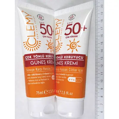 Foto aus der offiziellen Meldung: Clemy Sun Care Cream Sonnencreme — Risiko: Verbrennungen