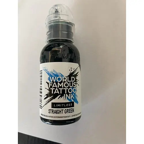 Photo de l’avis officiel: World Famous Limitless Straight Green Encre de tatouage — risque: Risque chimique